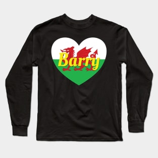 Barry Wales UK Wales Flag Heart Long Sleeve T-Shirt